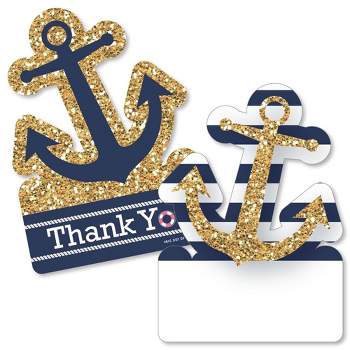 Big Dot of Happiness Last Sail Before the Veil - Shaped Thank You Cards - Nautical Bachelorette & Bridal Thank You Cards with Envelopes - Set of 12