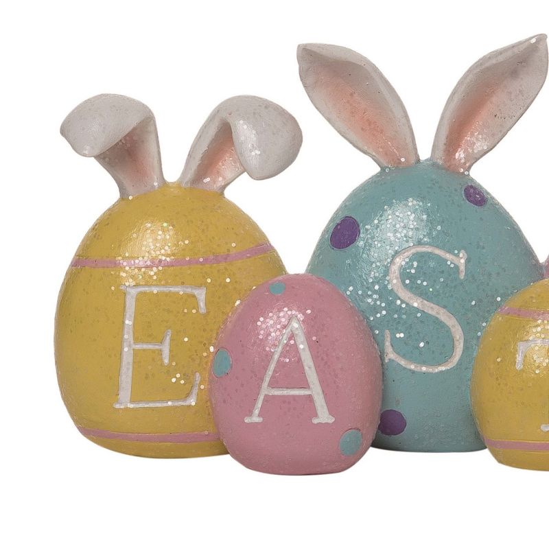 Transpac Resin 10.5" Multicolor Easter Bunny Eggs Decor Piece, 2 of 5