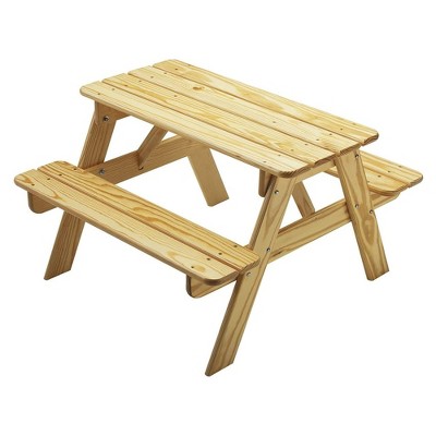 Little Colorado Handcrafted Knotty Pine Solid Wood Toddler Picnic Table for Indoor Play or Outdoor Furniture Use with Easy Assembly, Natural