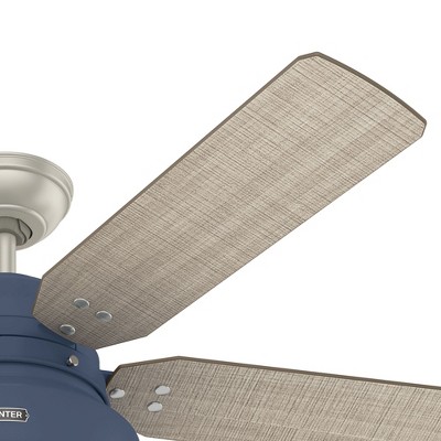 Hunter 52" Mill Valley Lighted Ceiling Fan Indigo Blue Finish with Washed Walnut Blades - Damp Rated for Indoor/Outdoor Use