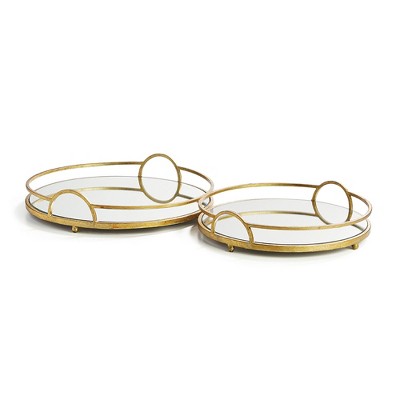 Plum & Post Hudson Mirrored Trays, Set Of 2