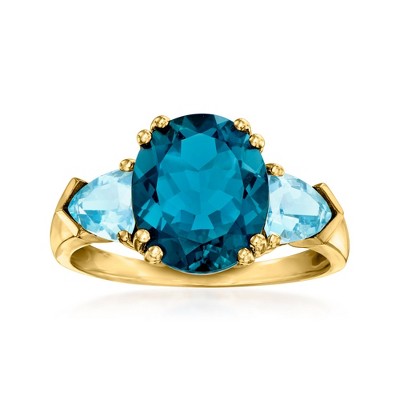 Ross-Simons 5.40 ct. t.w. Tonal Blue Topaz 3-Stone Ring in 14kt Yellow Gold