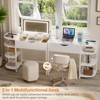 Besiost Flip-Top Makeup Dressing Table with mirror and Drawer, Small Vanity Desk with Charging Station - 4 of 4