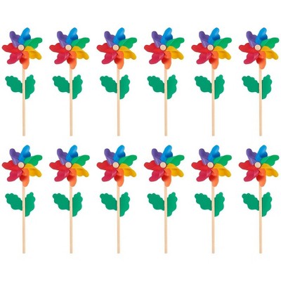 Pinwheels - Pack of 12, Colorful Pinwheels - Value Pack - Suitable for Garden, Party, Outdoor, Yard, Decoration | Multicolored, 4.5 x 11.2 x 2.1"