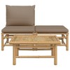 vidaXL 3 Piece Patio Lounge Set with Taupe Cushions Bamboo - 3 of 4