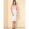 INSPIRE CHIC Women's Elegant 3/4 Sleeve Sheer Floral Lace Open Front Crop Shrug - 3 of 4