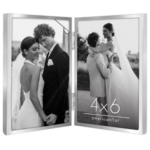 Americanflat Hinged Picture Frame with Shatter-Resistant Glass - Metal Picture Frame Displays Two Photos - 1 of 4