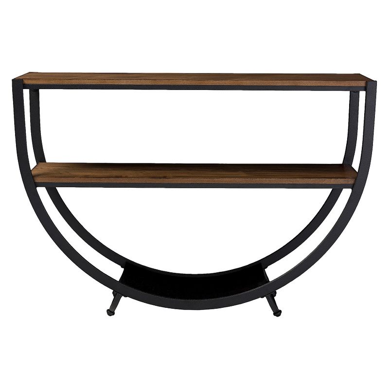 Blakes Rustic Industrial Style Textured Finish Metal Distressed Wood Console Table - Antique Black - Baxton Studio, 3 of 8