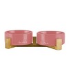 Coco Dual Pet Bowl with Wood Stand 5.11 in Pink - 2 of 4