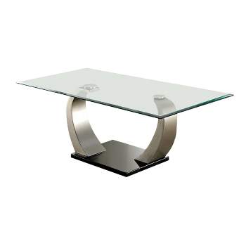 Sylvie Glass Top Coffee Table Satin Plated/Black - HOMES: Inside + Out