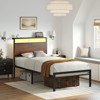Hausource Industrial Twin Size Bed Frame with Storage LED Headboard, Charging Station, No Box Spring Needed - 4 of 4