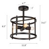 LNC Mocha 4-Lights 11.8-in Matte Black Drum Modern Semi-flush Mount Lights - 3 of 4