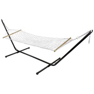 Northlight 78" White Lattice Macramé Rope Hammock - 1 of 4