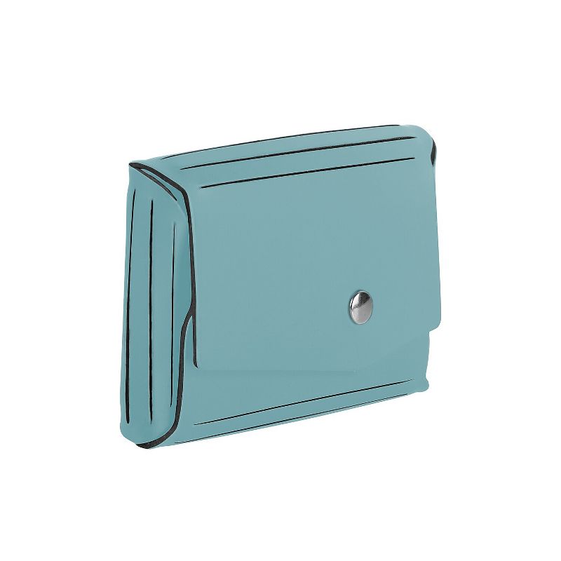 JAM Paper Italian Leather Business Card Holder Case with Angular Flap Teal Blue Sold Individually, 2 of 5