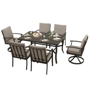 HAPPATIO 7 Piece Aluminum Patio Dining Set, Outdoor Dining Table and Chairs Set - 1 of 4