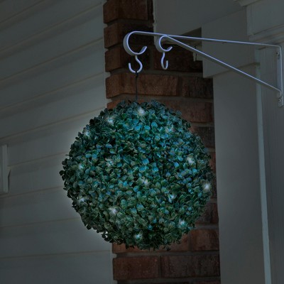 Solar-Powered Green Boxwood Topiary Ball with LED Lights