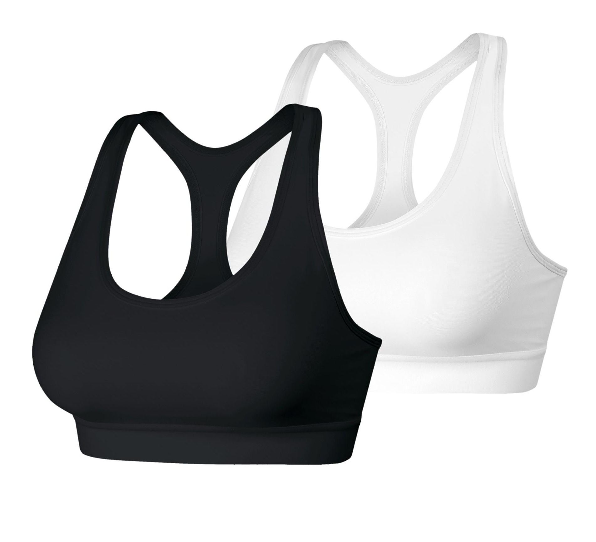 Hanes Sport Women's Racerback Sports Bra with Compression, 2-Pack Black/White 2XL