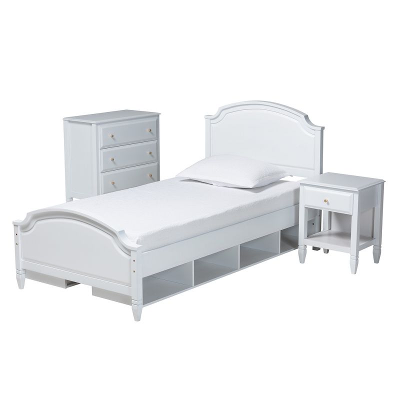 Baxton Studio Elise Classic and Transitional White Finished Wood Twin Size 3-Piece Bedroom Set, 2 of 12