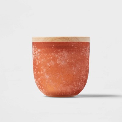 10oz Tinted Salt Finish Glass Candle with Wood Lid Davana & Orange - Threshold™