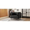 39" Vintage Black Lounge Chair with Polyester Fabric, Solid Wood Frame and Steel Legs - 4 of 4