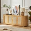 Runesay 64" Modern Wood TV Stand with Rattan Doors for Living Room, Bedroom, or Entryway, Natural - 3 of 4