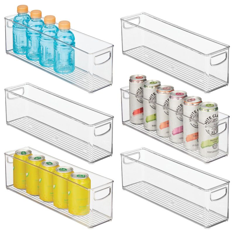mDesign Plastic Kitchen Pantry Storage Organizer Bin with Handles, 6 Pack, Clear, 1 of 9