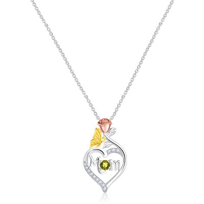 Molenia 925 Sterling Silver Birthstone Necklace for Mom Women Pendant Mama Necklaces Jewelry Christmas Birthday Unique Gifts for Her