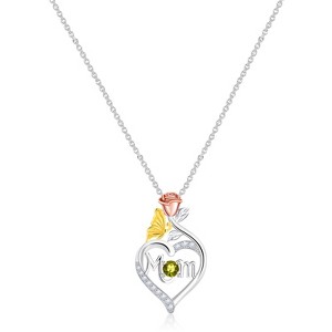 Molenia 925 Sterling Silver Birthstone Necklace for Mom Women Pendant Mama Necklaces Jewelry Christmas Birthday Unique Gifts for Her - 1 of 4