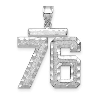 Black Bow Jewelry 14k White Gold, Varsity Collection, Large D/C Pendant, Number 76