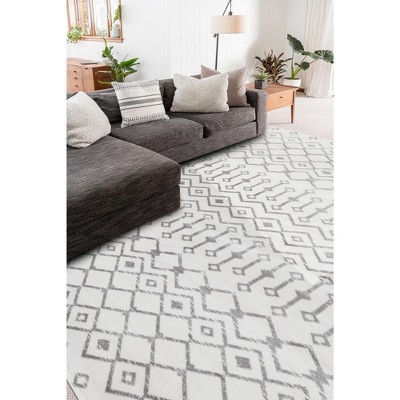 Ivory Moroccan Trellis 5' x 8' Easy-Care Synthetic Area Rug
