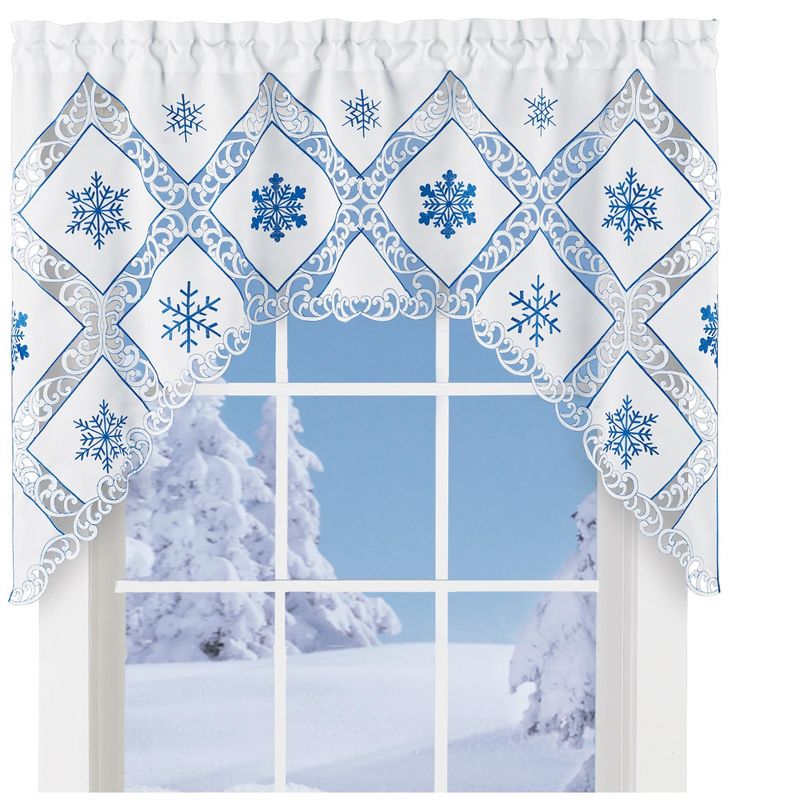 Collections Etc Embroidered Snowflake Swag Window Valance, 1 of 3