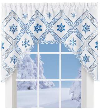 Collections Etc Embroidered Snowflake Swag Window Valance