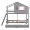PAGED Twin Size Loft Bed House Design Modern Metal Bed Frame with Storage Stair and Guardrail for Bedroom - 3 of 4