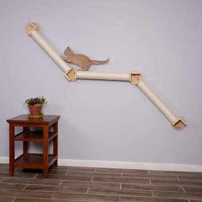 Natural Beige Sisal Wall-Mounted Cat Climbing Bridge