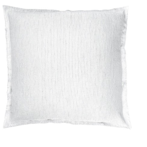 Grey Pinstripe Fringe So Soft Linen Pillow - image 1 of 4