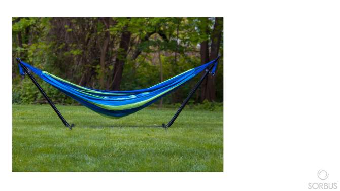 Sorbus Double Hammock With Steel Stand - Portable Carrying Case Included Tropical, 2 of 7, play video