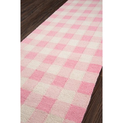 Handmade Pink Floral Tufted Synthetic Runner Rug - 27" x 7"