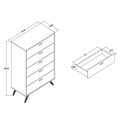Kelson Dark Gray and Gold 5-Drawer Wood Chest