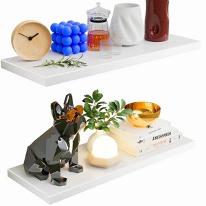 2pcs/set 24" Wood Wall Mounted Floating Shelves Storage Shelving For Living Room, Dining Room, Office, Bedroom - 1 of 4
