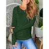 Imily Bela Women's Ruched Long Sleeve Tee Thumb Hole Detail Crew Neck Casual Comfort Top - 2 of 3