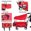 Collapsible Folding Wagon Cart with Umbrella – 150LB Capacity, Foldable Utility Wagon for Beach, Camping, Grocery, Garden & Outdoor Use - 3 of 4