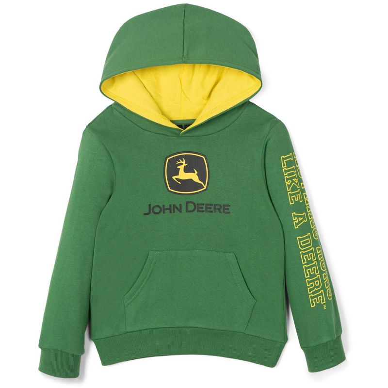 John Deere Little Boys Fleece Pullover Hoodie Green Logo 5