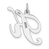 Black Bow Jewelry 14k White Gold, Ella Collection, LG Fancy Script Initial Pendant A-W - 3 of 4