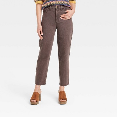 Women&#39;s Super-High Rise Vintage Straight Jeans - Universal Thread&#8482; Dark Brown 8 Short