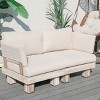 Moda Furnishings Outdoor Patio Deep Seating Aluminum Wood Grain Loveseat With Beige Cushions - 2 of 4