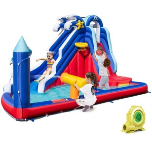 Infans 6-In-1 Inflatable Water Park w/735W Blower Climbing Wall Blowup Water Slide - 1 of 4
