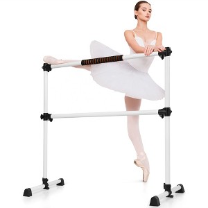 Costway Portable Ballet Barre 4ft Freestanding Adjustable Double Dance Bar Silver\Pink\Purple - 1 of 4