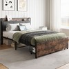 NicBex Full/Queen Bed Frame with Headboard and Charging Station,Upholstered Bed Frame with Storage Drawers,No Box Spring Needed,Easy Assembly,Brown - 3 of 4