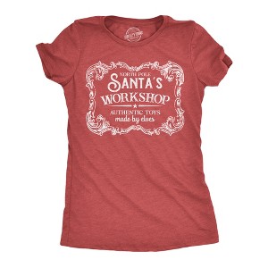 Womens Funny T Shirts North Pole Santas Workshop Sarcastic Christmas Graphic Novelty Tee For Ladies - Crazy Dog Women's T Shirt Gift For Christmas - 1 of 4
