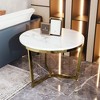 Okak Modern Coffee Table Set of 2 Nesting Tables, Round Side Table for Living Room, Accent Table with Marbling Top Gold Base - 4 of 4